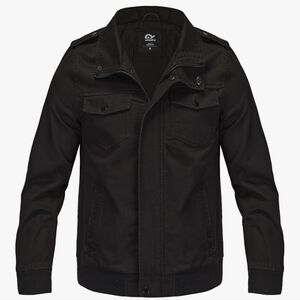 Mens Casual Washed Cotton Military Jacket Warm Canvas Windbreaker